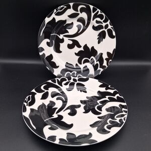 Martha Stewart Macy's Lisbon Black Porcelain Salad Plates Set of 2